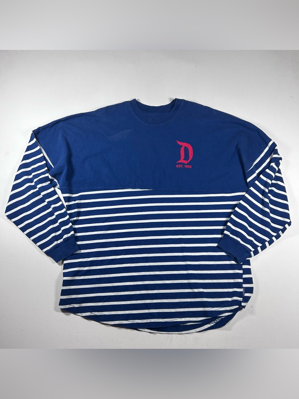 Disneyland Shirt Mens Large Blue Spirit Jersey Striped Long Sleeve Adult